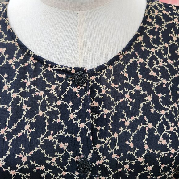 Vintage 1990's Black Floral Rayon Maxi Dress by Putumayo - Picture 3 of 13